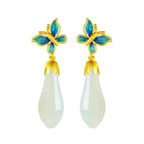 Wearsmartii Chinese-Style Retro Enamel Butterfly Stud Earrings - Vintage Chinoiserie Jewelry for Women