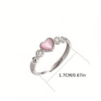 Wearsmartii Women'S Pink Heart Index Finger Ring Open Adjustable