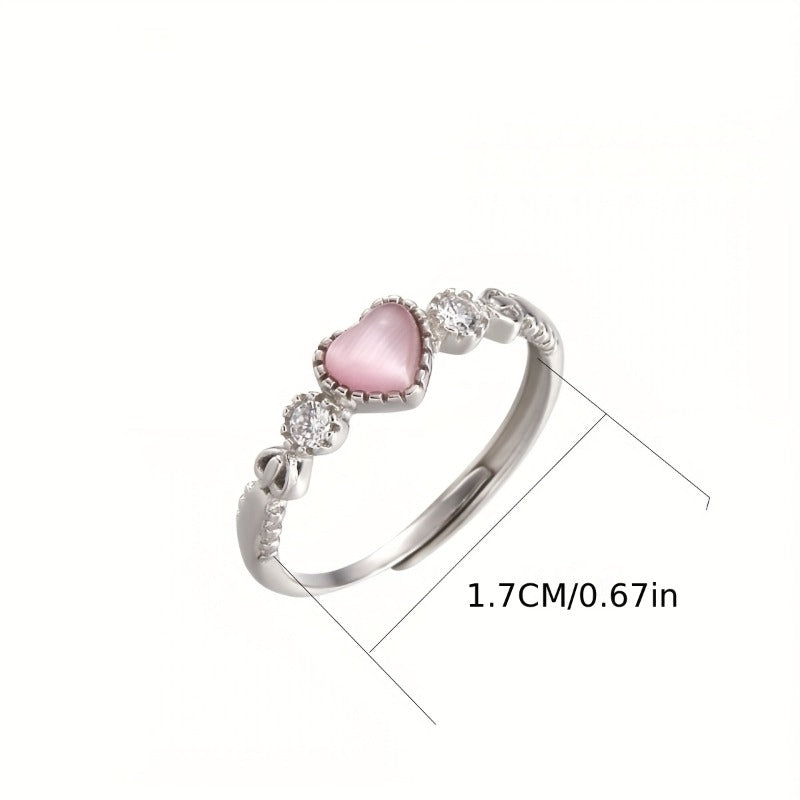 Wearsmartii Women'S Pink Heart Index Finger Ring Open Adjustable