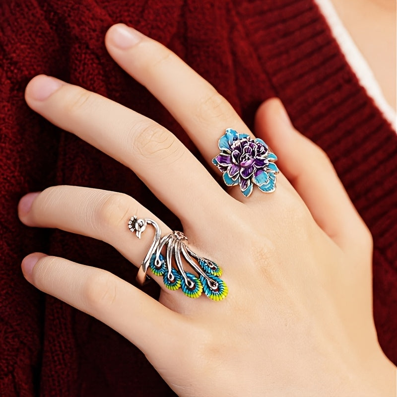 Wearsmartii Peacock Shape Open Ring Size Adjustable