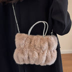 Womens New Cloud-Shaped Plush Mini Handbag