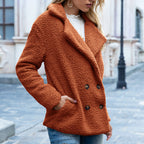 Wearsmartii Loose Lapel Fluffy Coat Winter Button Jacket Cardigan Outwear For Women Clothing