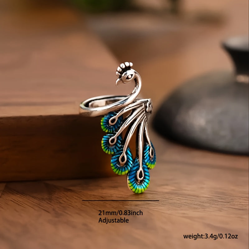 Wearsmartii Peacock Shape Open Ring Size Adjustable