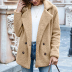 Wearsmartii Loose Lapel Fluffy Coat Winter Button Jacket Cardigan Outwear For Women Clothing