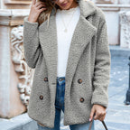 Wearsmartii Loose Lapel Fluffy Coat Winter Button Jacket Cardigan Outwear For Women Clothing