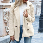 Wearsmartii Loose Lapel Fluffy Coat Winter Button Jacket Cardigan Outwear For Women Clothing
