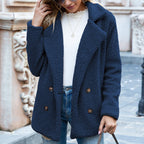 Wearsmartii Loose Lapel Fluffy Coat Winter Button Jacket Cardigan Outwear For Women Clothing