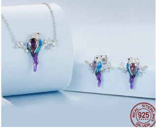 Wearsmartii Forest Style Bird Earring Necklace Set - Nature Inspired Jewelry for Women - Gold/Silver Plated