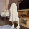 Highwaisted Aline Pleated Wool Midi Skirt For Women