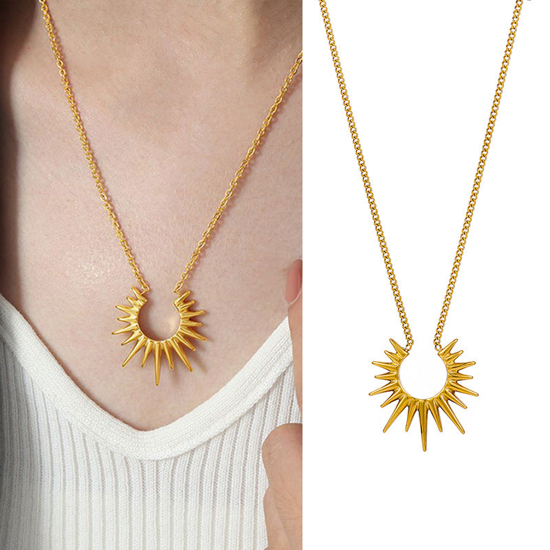 Wearsmartii Sunflower U-Shaped Stainless Steel Necklace