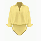 Womens Slim-fit Mandarin-collar Three-quarter-sleeve Shirt