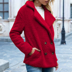 Wearsmartii Loose Lapel Fluffy Coat Winter Button Jacket Cardigan Outwear For Women Clothing