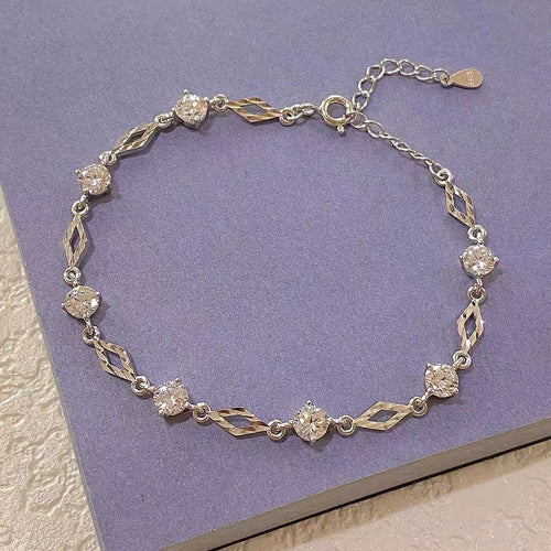 Diamond-encrusted Diamond-pattern Bracelet