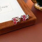 Wearsmartii Sterling Silver Post Floral Crystal Ear Cuffs - Sparkling S925 Floral Ear Wraps