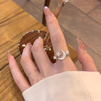 Wearsmartii Chic Star Moon Rhinestone Ring Retro & Minimalist Style