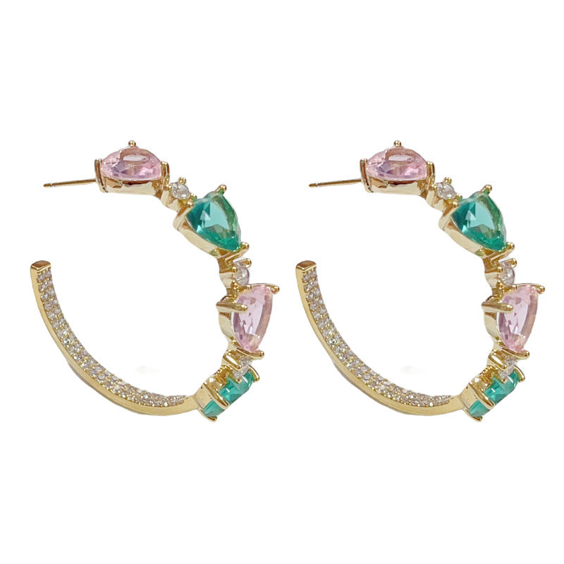 Wearsmartii Colored Loving Heart C- Shaped Ear Ring