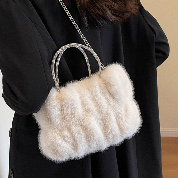 Womens New Cloud-Shaped Plush Mini Handbag