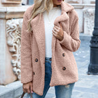 Wearsmartii Loose Lapel Fluffy Coat Winter Button Jacket Cardigan Outwear For Women Clothing