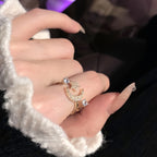 Wearsmartii Chic Star Moon Rhinestone Ring Retro & Minimalist Style