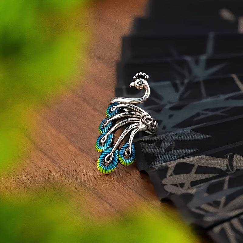 Wearsmartii Peacock Shape Open Ring Size Adjustable