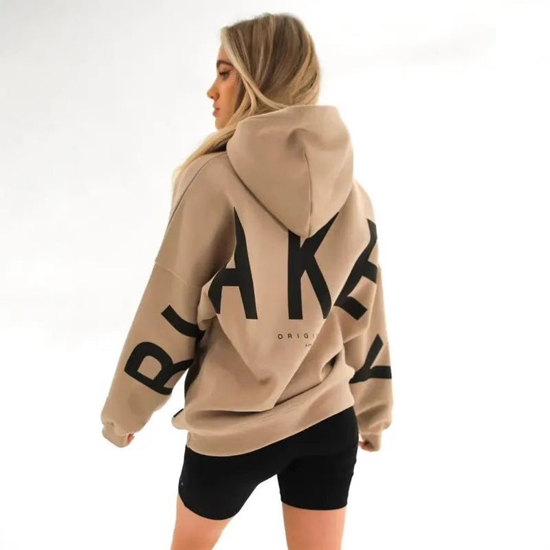 Fashionable Printed Thickened Versatile Long-Sleeve Loose-Fit Hoodie