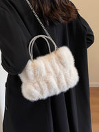Womens New Cloud-Shaped Plush Mini Handbag