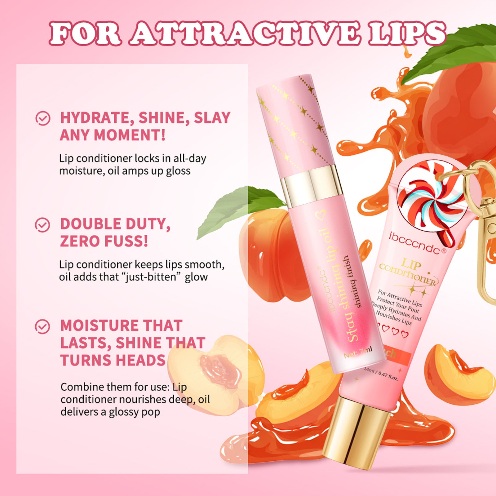 Ibcccndc Lip Care Set Peach Flavor Lip Balm