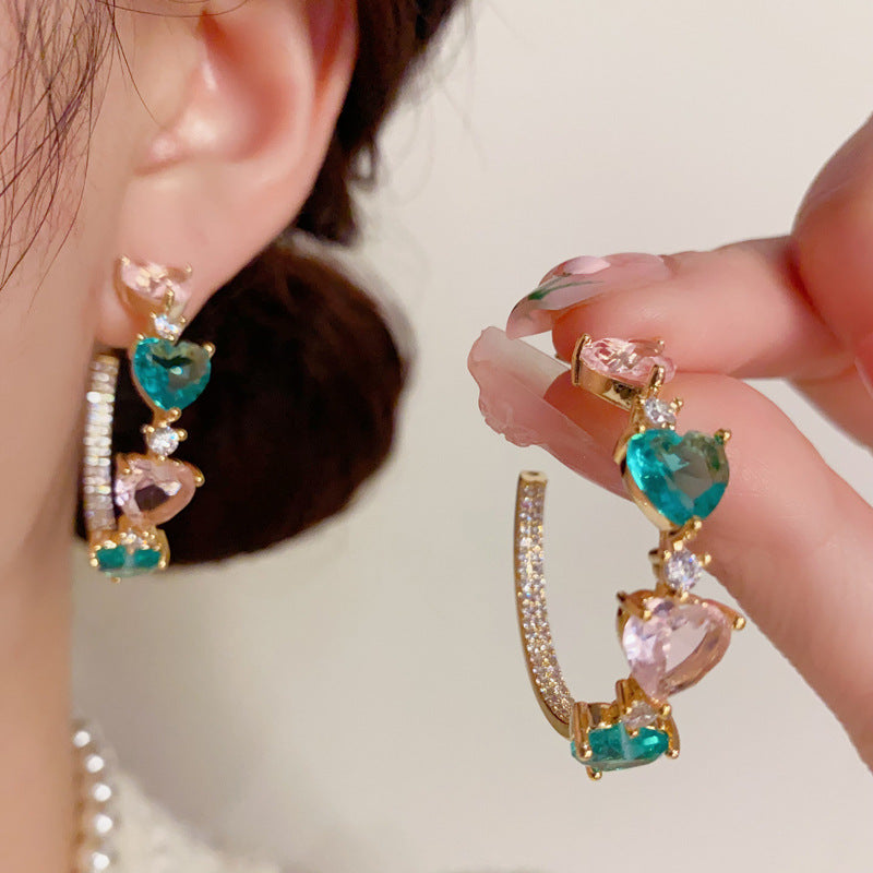 Wearsmartii Colored Loving Heart C- Shaped Ear Ring