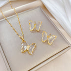 Wearsmartii Crystal Butterfly Necklace And Earrings Suite