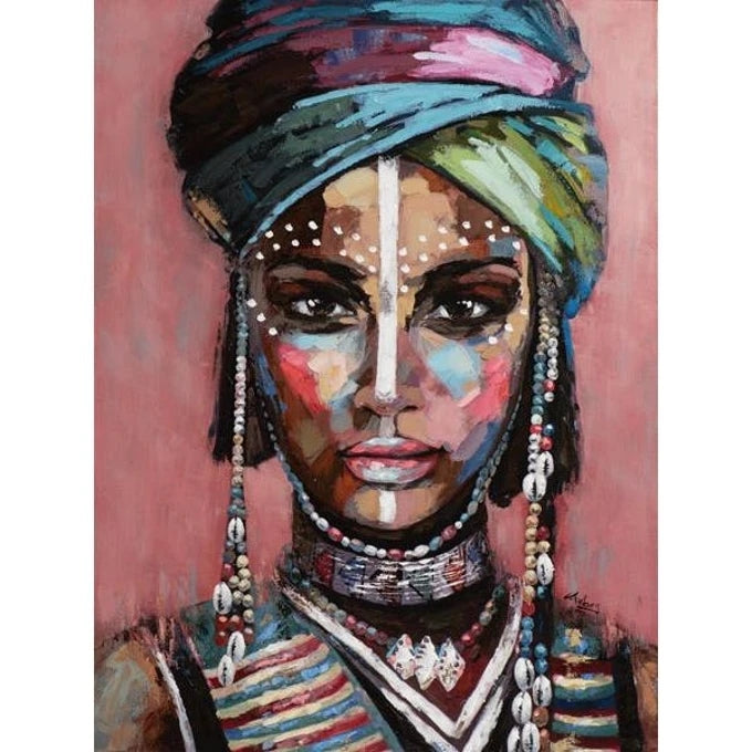 Abstract Canvas Painting African Girl Salon Decoration