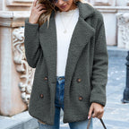 Wearsmartii Loose Lapel Fluffy Coat Winter Button Jacket Cardigan Outwear For Women Clothing