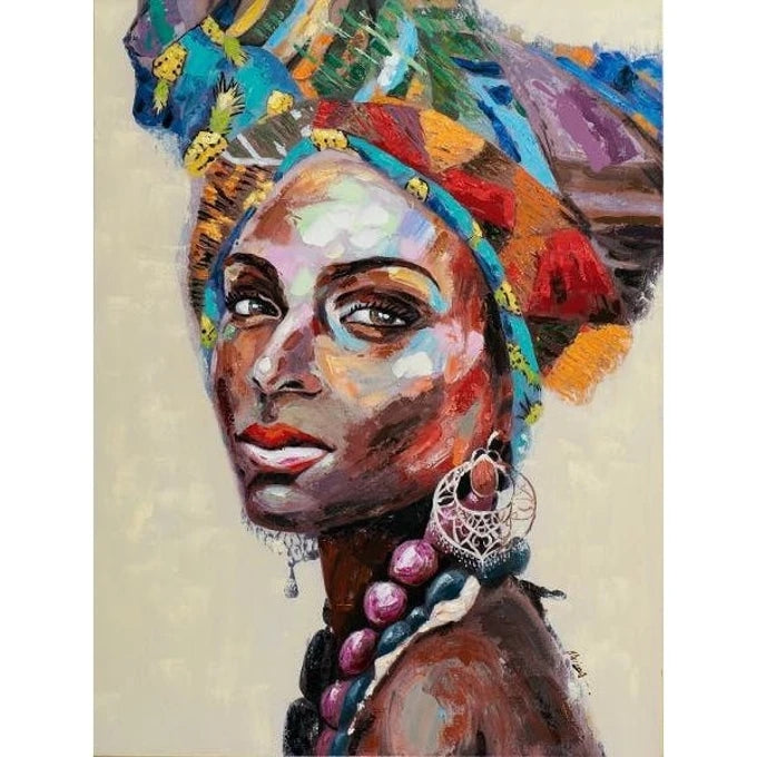 Abstract Canvas Painting African Girl Salon Decoration