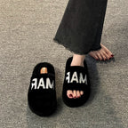 French Fairy-Style Plush Flat Cotton Slippers