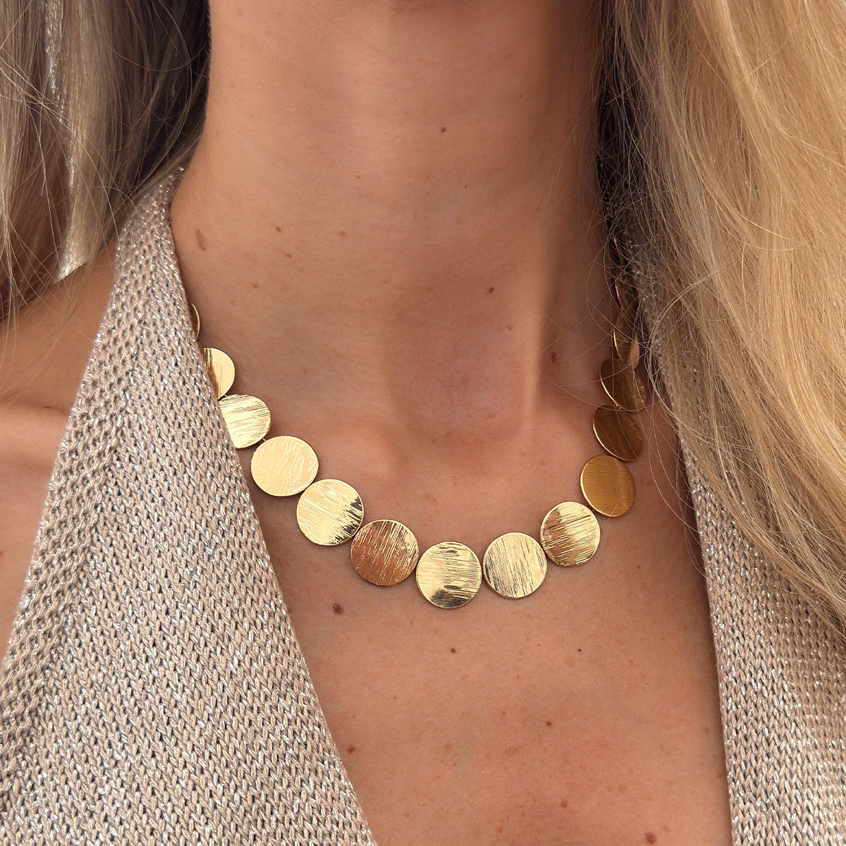 Wearsmartii Round Metal Patchwork Necklace For Commuting