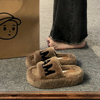 French Fairy-Style Plush Flat Cotton Slippers