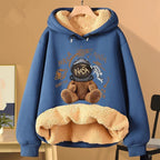 Extra Thick Lambswool Hooded Sweatshirt For Women Fleece Lined And Loose Fitting