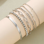 Zircon-inlaid Snake Chain Bracelet Set