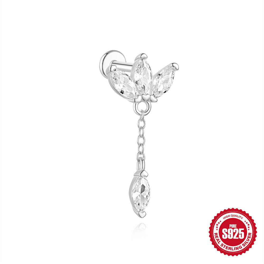 Wearsmartii S925 Sterling Silver Diamond Stud Earrings - Cartilage & Helix Piercing Jewellery