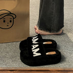 French Fairy-Style Plush Flat Cotton Slippers