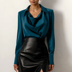 Wearsmartii Collared Long-Sleeve Shirts Fashion Commuter Solid Color Blouse Casual Business Tops Women'S Clothing