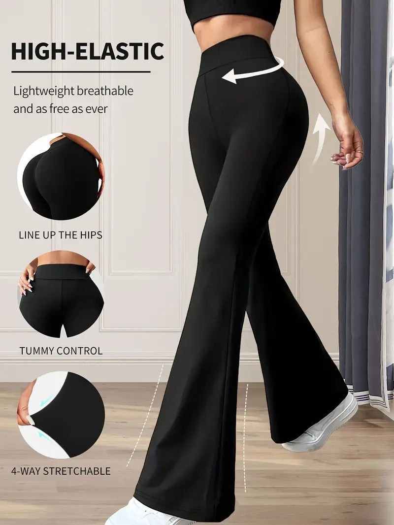 Womens Flared Yoga Pants With 3D Print