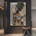 Abstract Canvas Painting African Girl Salon Decoration