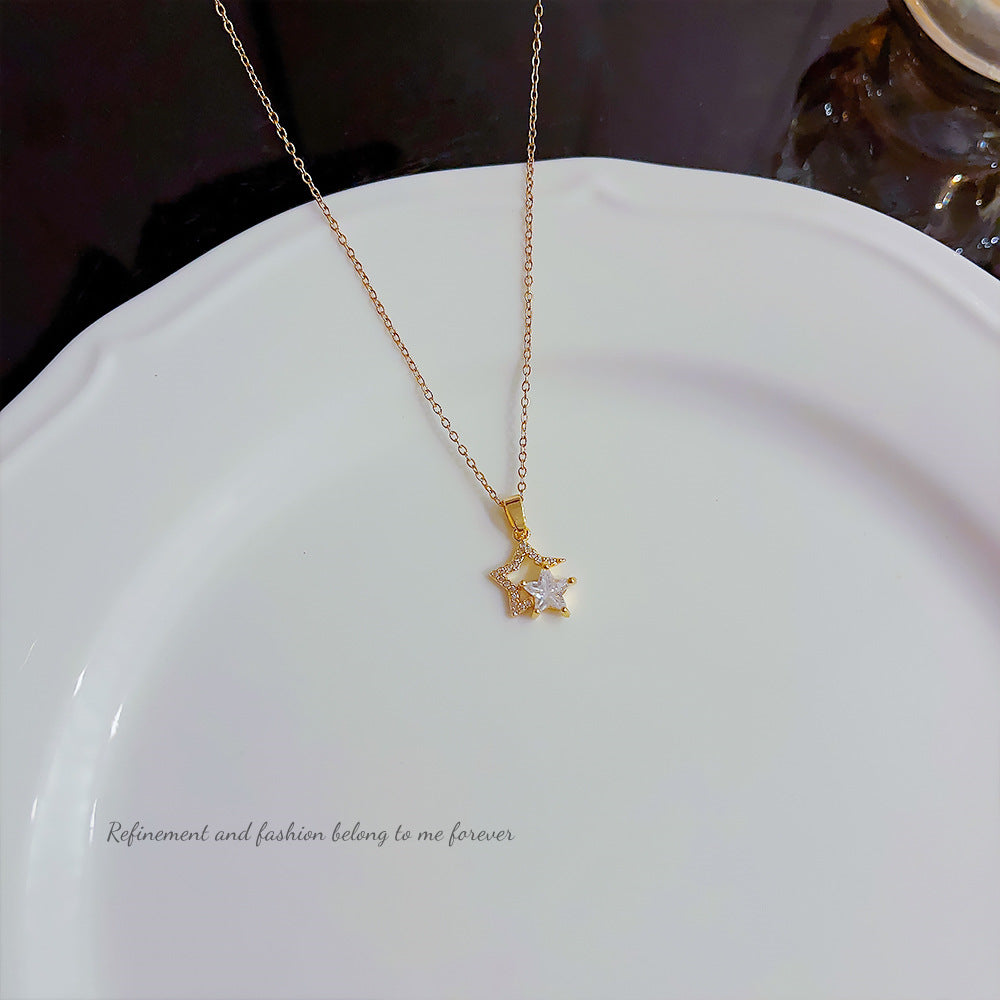 Wearsmartii Star Zircon Titanium Steel Necklace