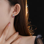 Wearsmartii Sterling Silver Post Floral Crystal Ear Cuffs - Sparkling S925 Floral Ear Wraps