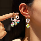 Wearsmartii Blue and White Porcelain Floral Pearl Earrings - Vintage Copper Clip-on Ear Clips