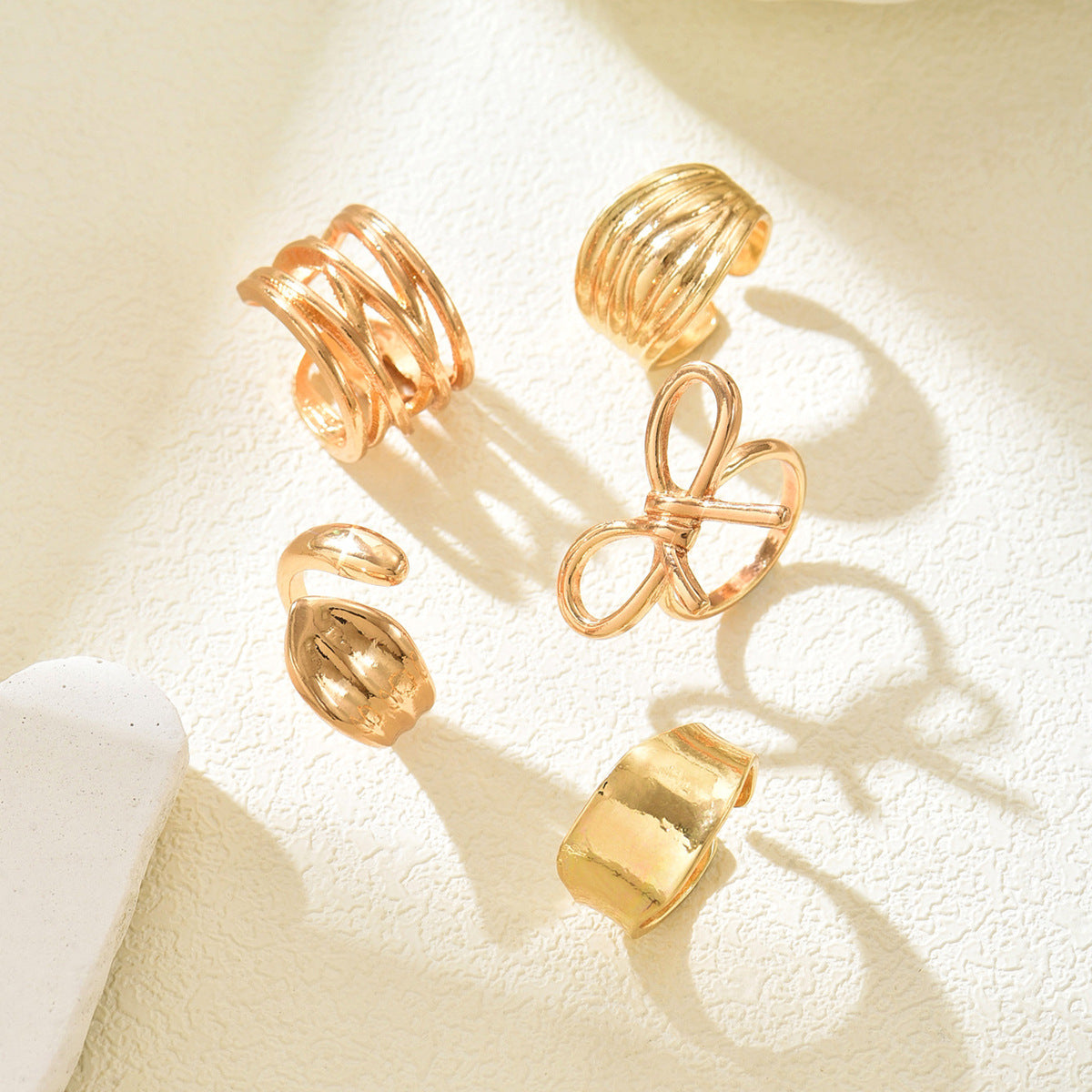 Irregular Metal Niche Lava Ring With Smooth, Polished Lines And An Open Design