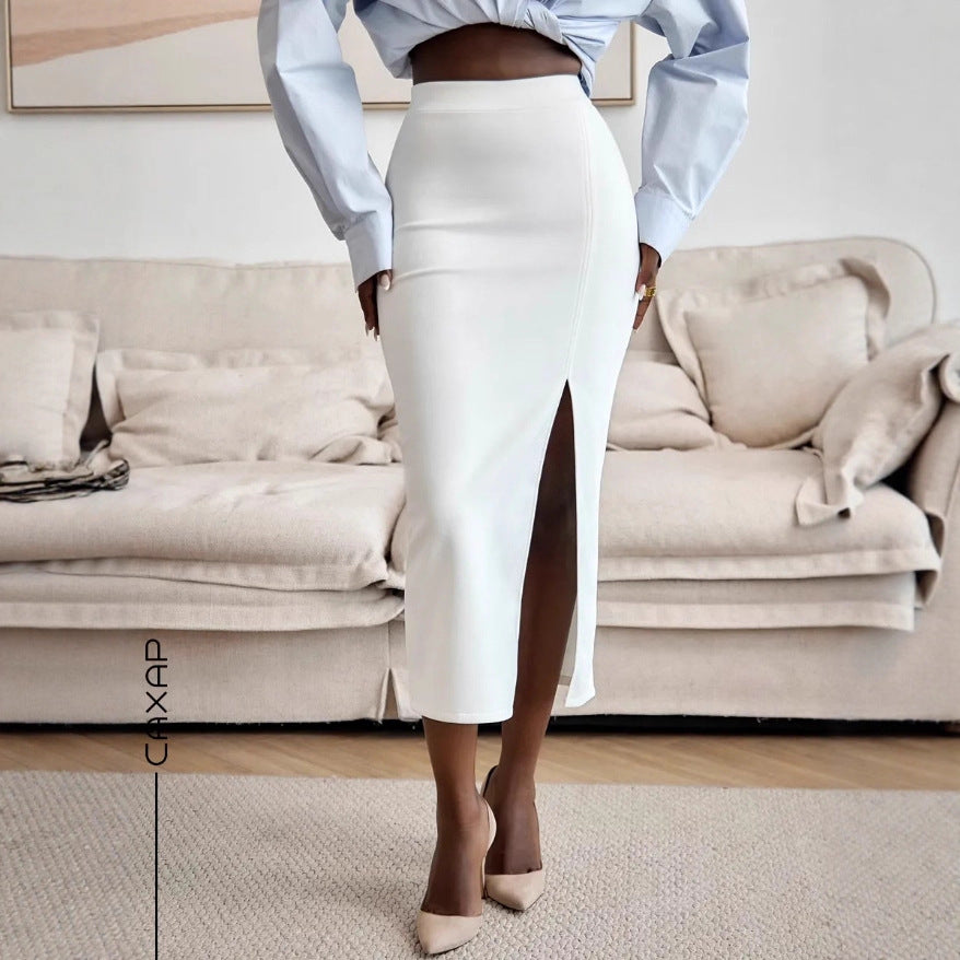 Mid-length Suede-look Skirt For Spring And Autumn