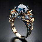 Wearsmartii Fashionable Vintage Two-Tone Ring With Sapphire Inlay