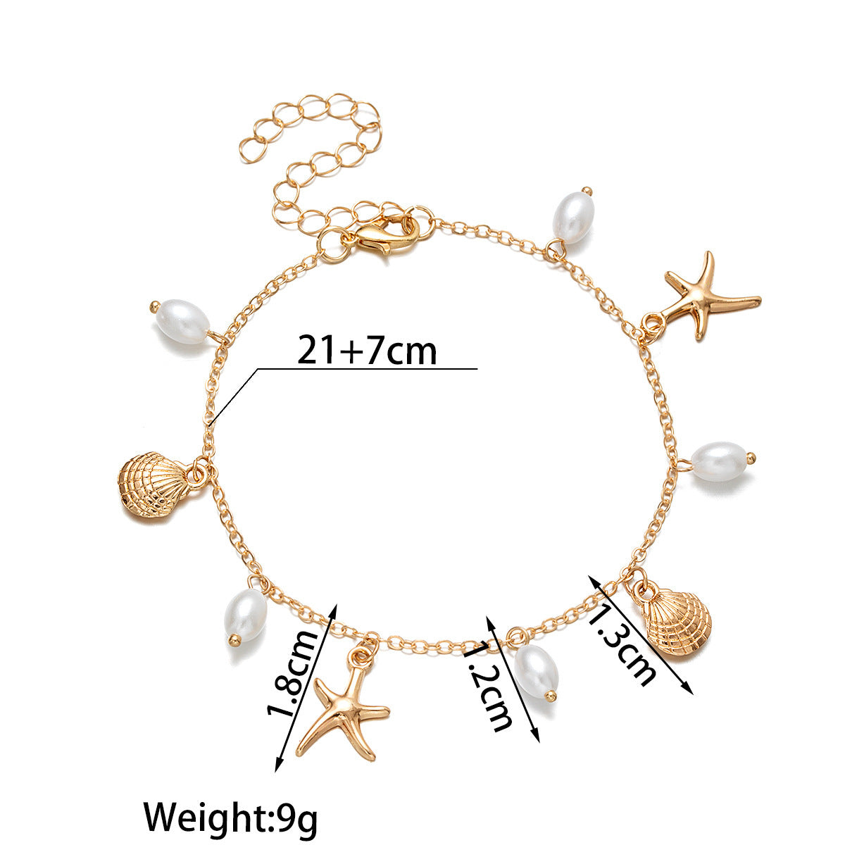 Wearsmartii Adjustable Alloy Starfish Pendant Anklet