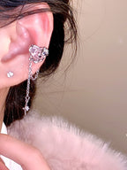 Wearsmartii Spicy Heart Tassel Ear Clips - Bold Non-Pierced Statement Earrings for Women